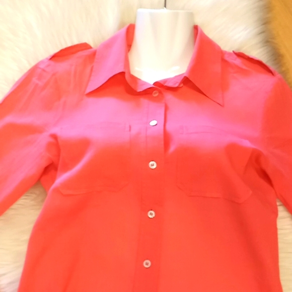 Tory Burch Coral Button Down Top - Picture 10 of 11